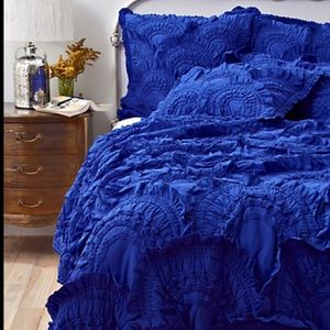 Anthropologie queen rivulets quilt & shams